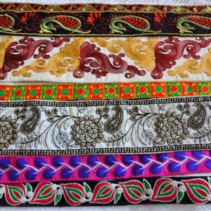 Indiase geassorteerde geborduurde trims, decoratieve veters, saree grenzen, ambachtelijke linten, Boho Journal Scrapbook verfraaiing, DIY - Gemengde tas