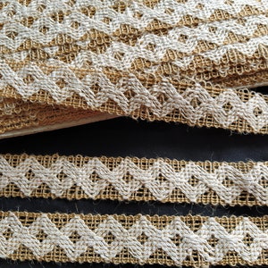 9 Yards Natural Handspun Jute Trim, Jute Lace, Indian Jute, Natural Jute, Burlap Ribbon, Craft Supplies, Gift Wrapping - Off White