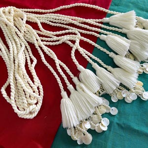 Gedrehte Baumwollschnur, Muschelschnur, Vorhang Raffhalter - Geschenkverpackung Verpackung Schnur Schmuck Baumwollschnur, DIY, Schnur Gürtel - Ivory 2 stk