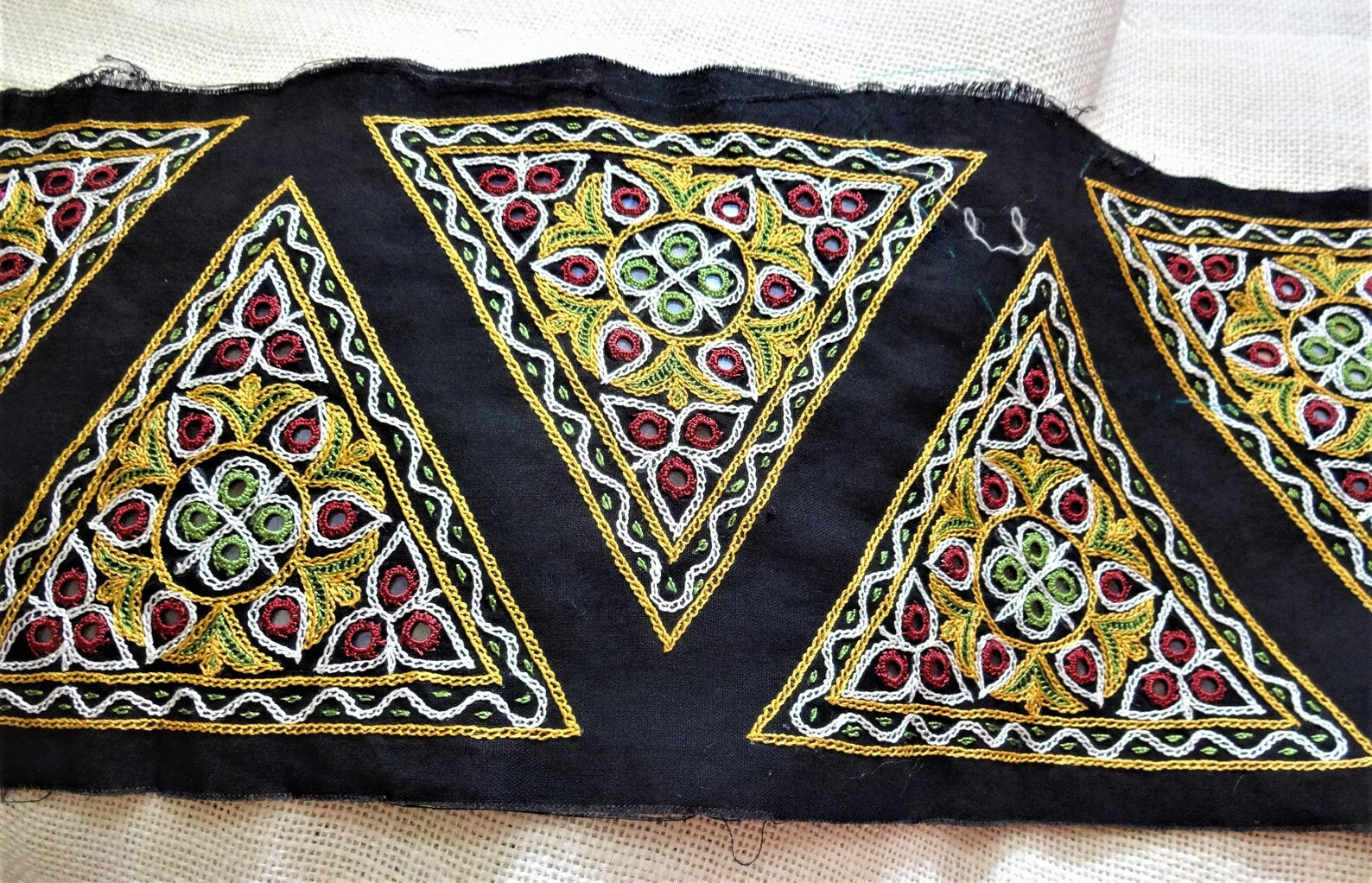 Kutch Hand Embroidered Multi Colored Triangular Ethnic Sew on Etsy