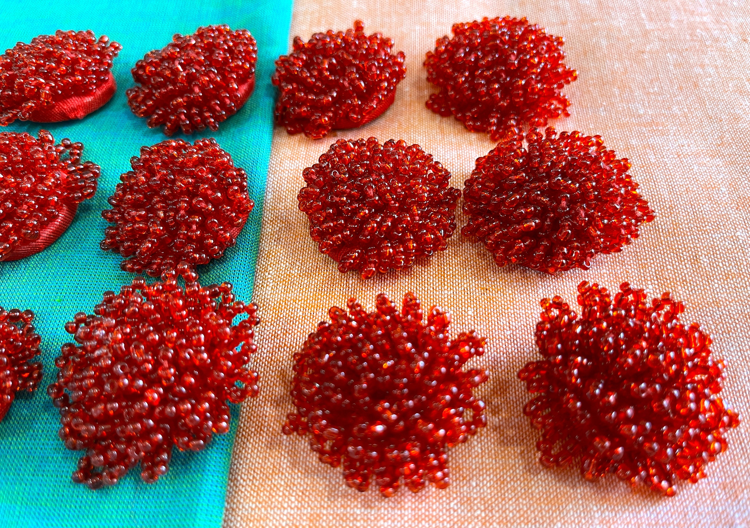 Beaded Appliques, Embroidered Ethnic Indian Sew on Buttons, Decorative Craft supplies, Embellishment Crafting Sewing Buttons - 6 pcs