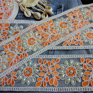 Indische geborduurde kant, naaien Floral Trim, groothandel Craft lint, Sari grens, Bridal stof Lace, decoratieve Lace - 2 werven
