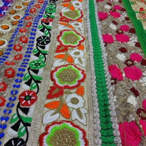 Indian Fabric, Embroidered Fabric, Lace work fabrics, Indian Textile, Boho Decor, Sewing Supply, Zari Fabric - by the Yard