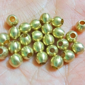 6MM Solid Round Seamless Brass Beads for Handicrafts, Jewelry Supplies, Indian Brass Beads, Macrame Beads, Bulk or Loose - 100 pcs