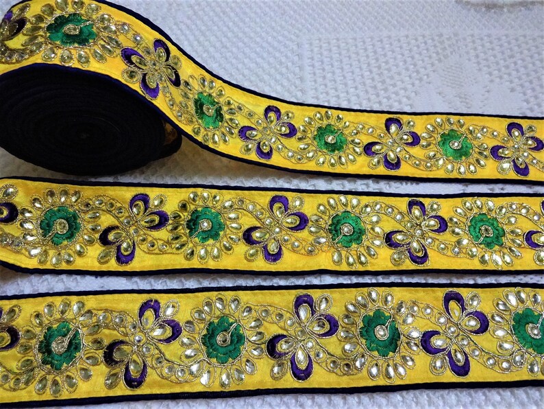 Indian Trim Fabric Lace Decorative Craft Ribbon Embroidered Etsy