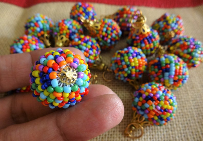 5 Colorful Beaded Balls Ball Tassels Decorative Ball Etsy
