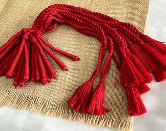 Adjustable Handmade Necklace Thread, Indian Necklace Jewelry Cotton Cord, Jewelry Supplies, Red Dori - set of 2