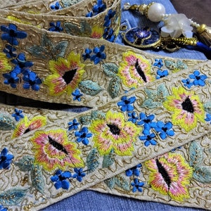 Geborduurde Kant Craft Trim Decoratieve Lint Floral Zari Trim Sari Border Wedding Bruidsontwerper Naaien Veters India DIY Scrapbook - 1 tuin
