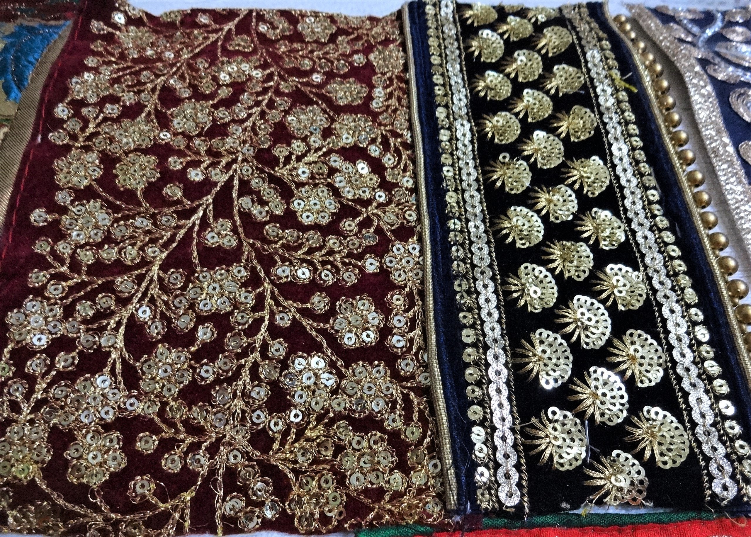 Indian Embroidered Trims fabrics Remnants Scrap Material Boho Etsy