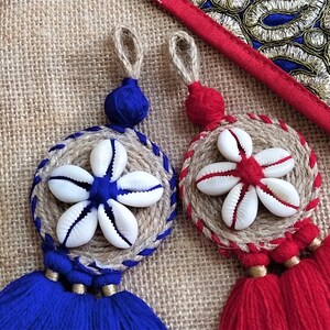 2 Pcs Cowrie Shell Tassels, Indian Ethnic Tassels, Cowrie Flower Swag ...