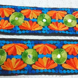 Indische Spitze, dekorative Trim, Handwerk Nähen Band, Sari Grenze, Journal Verschönerung, breite Wolle Spitze, bestickt Trim - pro Meter