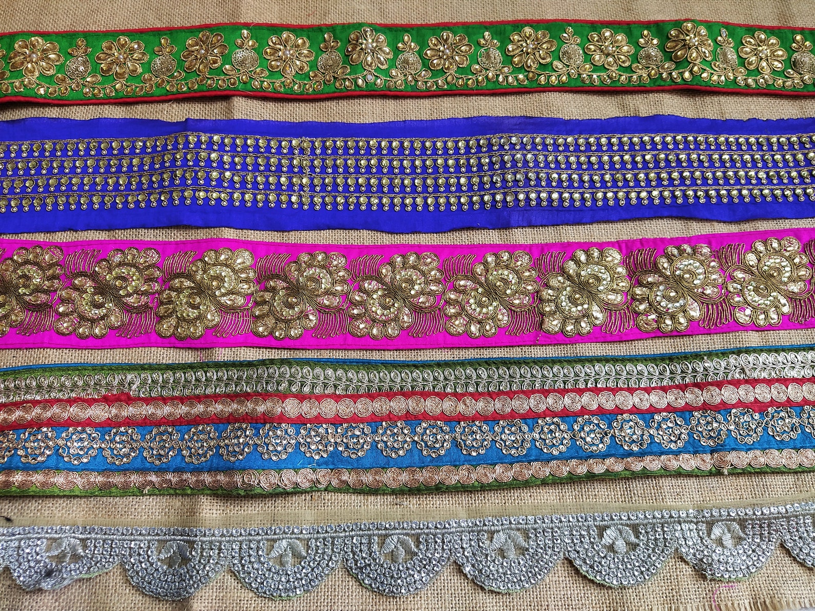 Indian Embroidered Trims fabrics Remnants Scrap Material Boho Etsy