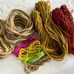 Natural Handspun Assorted Jute Yarn, Jute Twine, Indian Thread Jute Rope Destash - for crochet knitting gift wrapping DIY crafting sampling