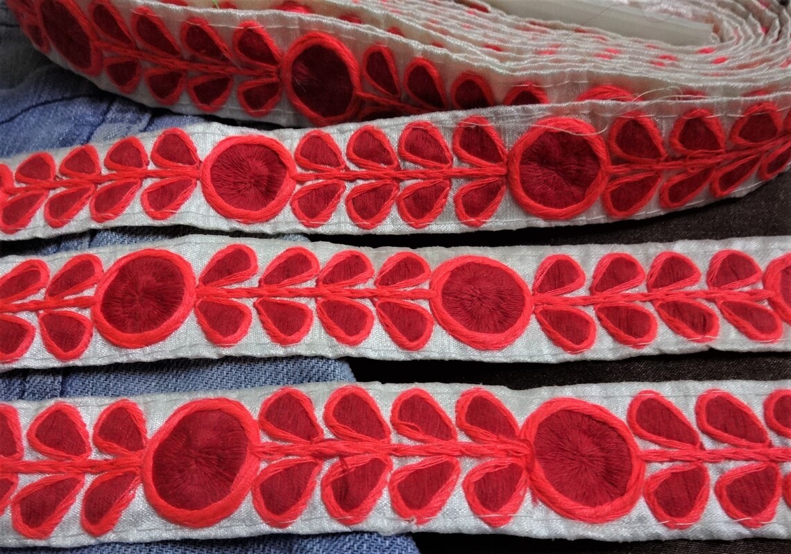 Indian Embroidered Fabric LaceDecorative Craft RibbonSewing Etsy