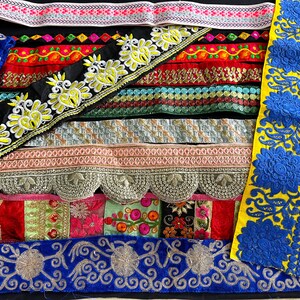 Garnitures indiennes tissus Restes Scrap Material Boho Journal Supplies Patchwork Ethnic Sari Borders Textile Crafting Set DIY mixte