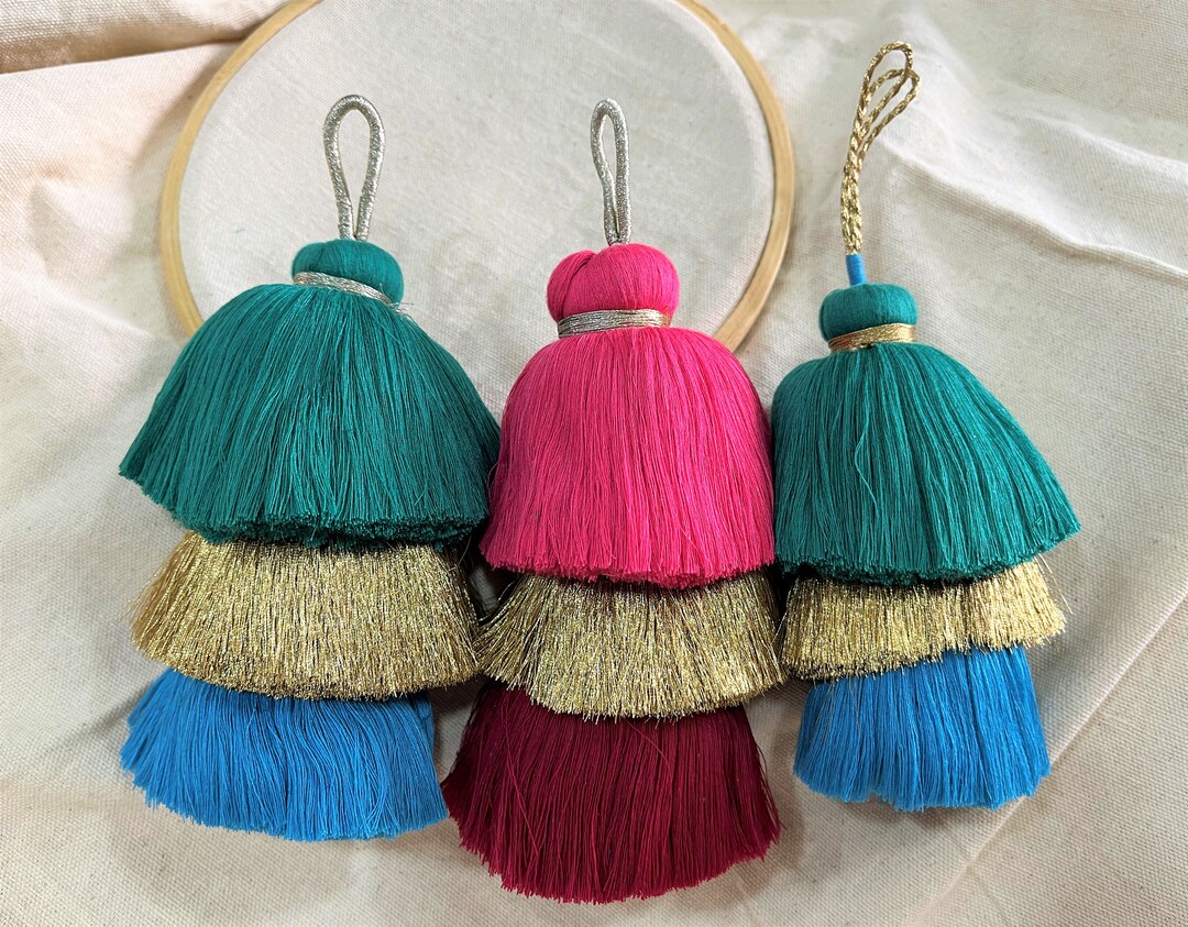 Indian Tassels, Cotton Tassels, Embellishment, Long Zari Tassels