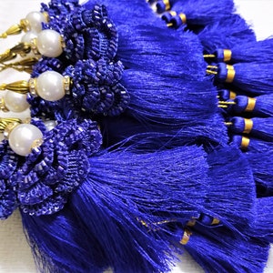 Handmade Crochet Tassels, Beaded Tassel, Decorative Bridal Tassels, Sari Blouse Tassels, Indian Tassels, Sewing Costume Latkans - set of 2