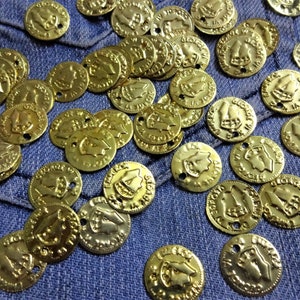 15 MM Brass Coins - Coin Charms,Coin Stampings,Indian Brass Coin Charms,Gold Plated Brass Coins,Jewelry Supplies - 100 pcs