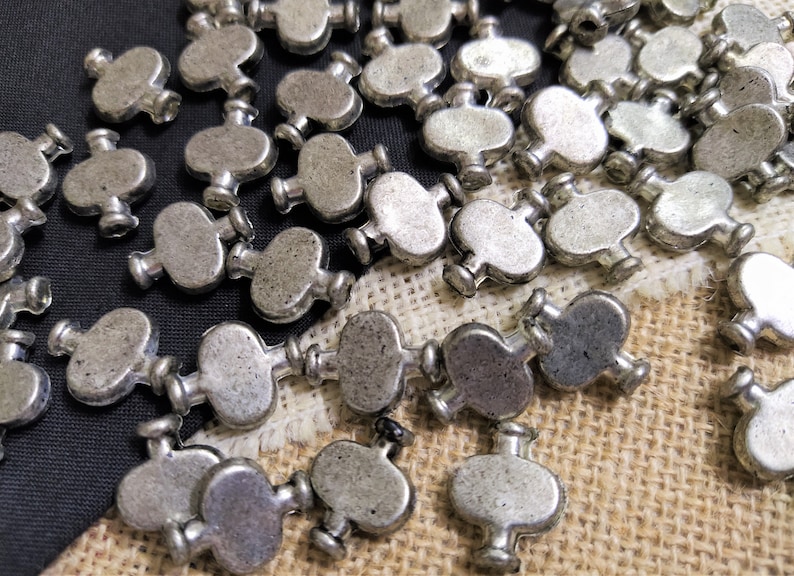 Indian Spacer Beads Antique Silver Metal Tube Beads Ethnic Tribal Jewelry Supplies 30 pcs Boho DIY