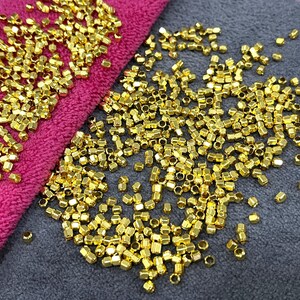 Rose Gold Plated Faceted Metal Cube Spacer Beads, Indian Metal Beads, Jewelry Supplies, Bracelet Beads - 3 mm 100grams
