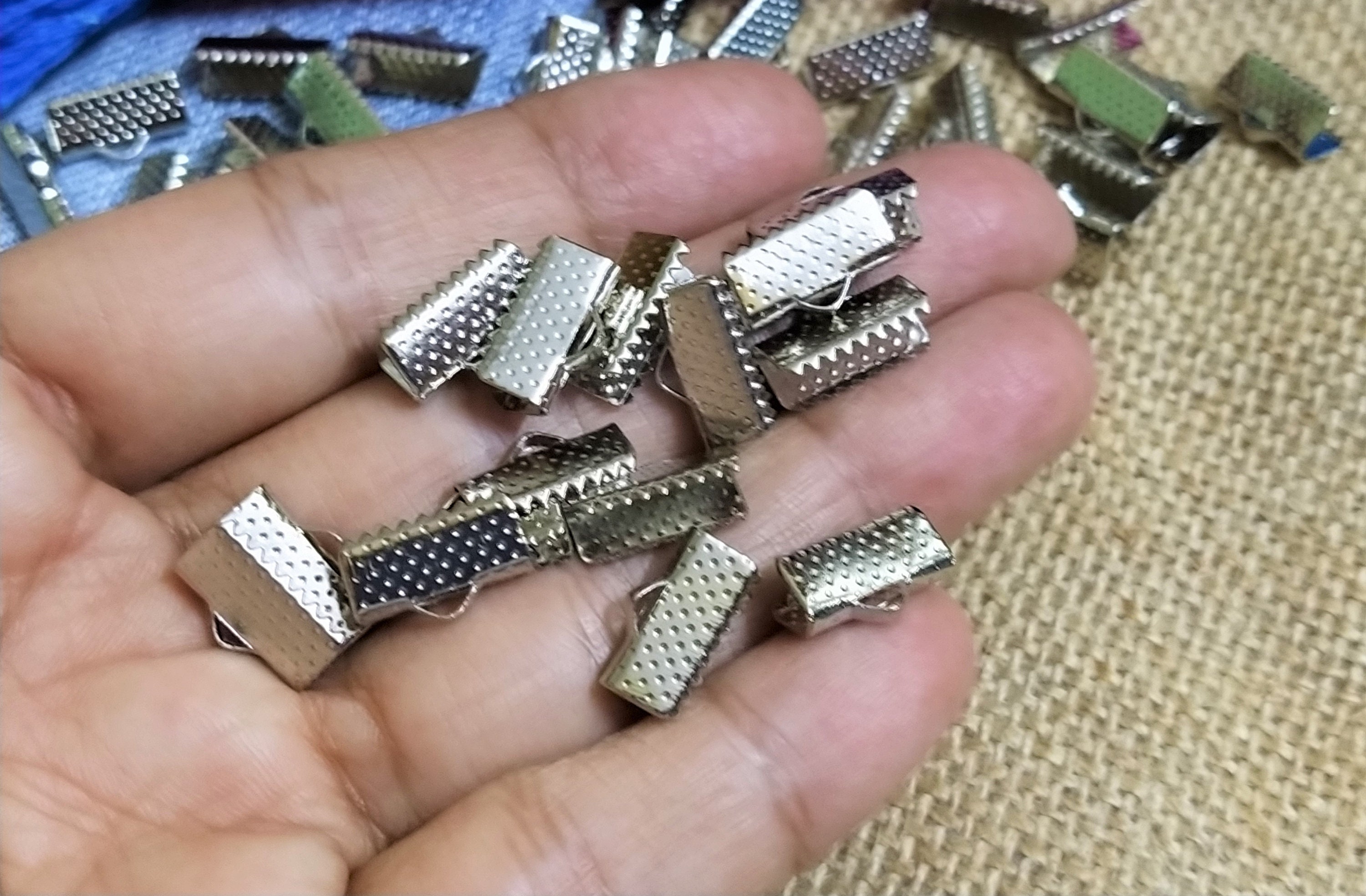 13 MM Silver Plated Metal Ribbon Crimp Cord End Clasp Ribbon Etsy