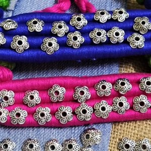 10 mm Silver Bead Caps, Bead Cap Findings - Silver Jewelry Findings, Jewelry Supplies, Silver Flower End Caps - 100 pcs