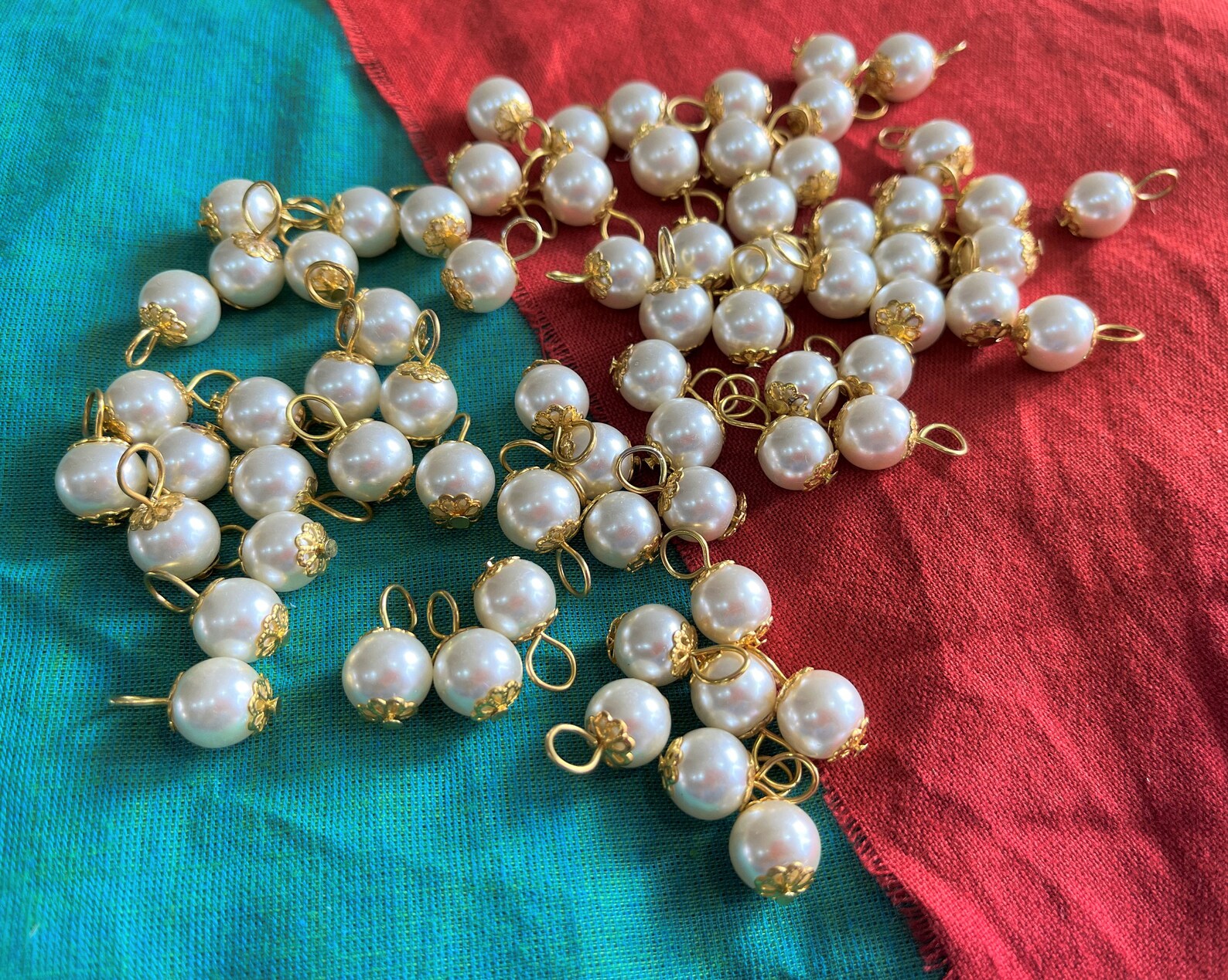 Pearl Dangles Faux Pearl Beads With Wire Loop and Cap Indian Etsy