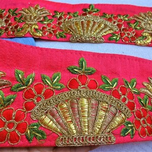 Indiase kant, ambachtelijke trim, roze decoratieve lint, Floral Zari trim, Sari grens, bruiloft, Bridal, Designer naaien veters-1 werf