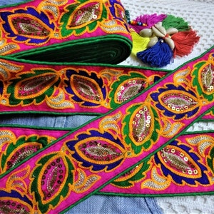 Indiase geborduurde trim, decoratieve crafting lint, multicolor Paisley Trim, Sari Border, Journal Verfraaiing, Bruiloft, Naaien Supply - 1 meter