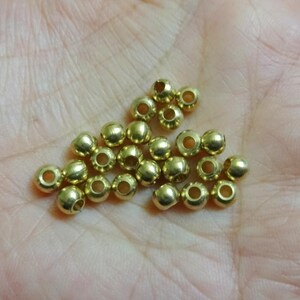 5MM Solid Brass Beads, Indian Round Brass Beads for Handicrafts, Jewelry Supplies, Seamless Macrame Beads, Bulk or Loose - 500 Beads