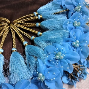 Handmade Silk Tassels, Fabric Flower Tassels, Bridal Tassels, Decorative Tassels, Saree Blouse Tassels, Indian Tassels, Latkans - set of 2
