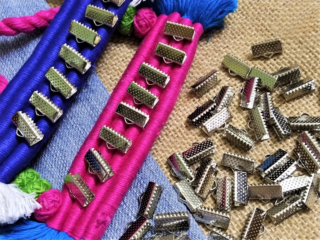 13 MM Silver Plated Metal Ribbon Crimp Cord End Clasp Ribbon Etsy