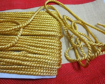 Cordón metálico trenzado de 4 mm, cordón grueso dorado - Cuerda para decoración, manualidades y scrapbooking - 10 yardas