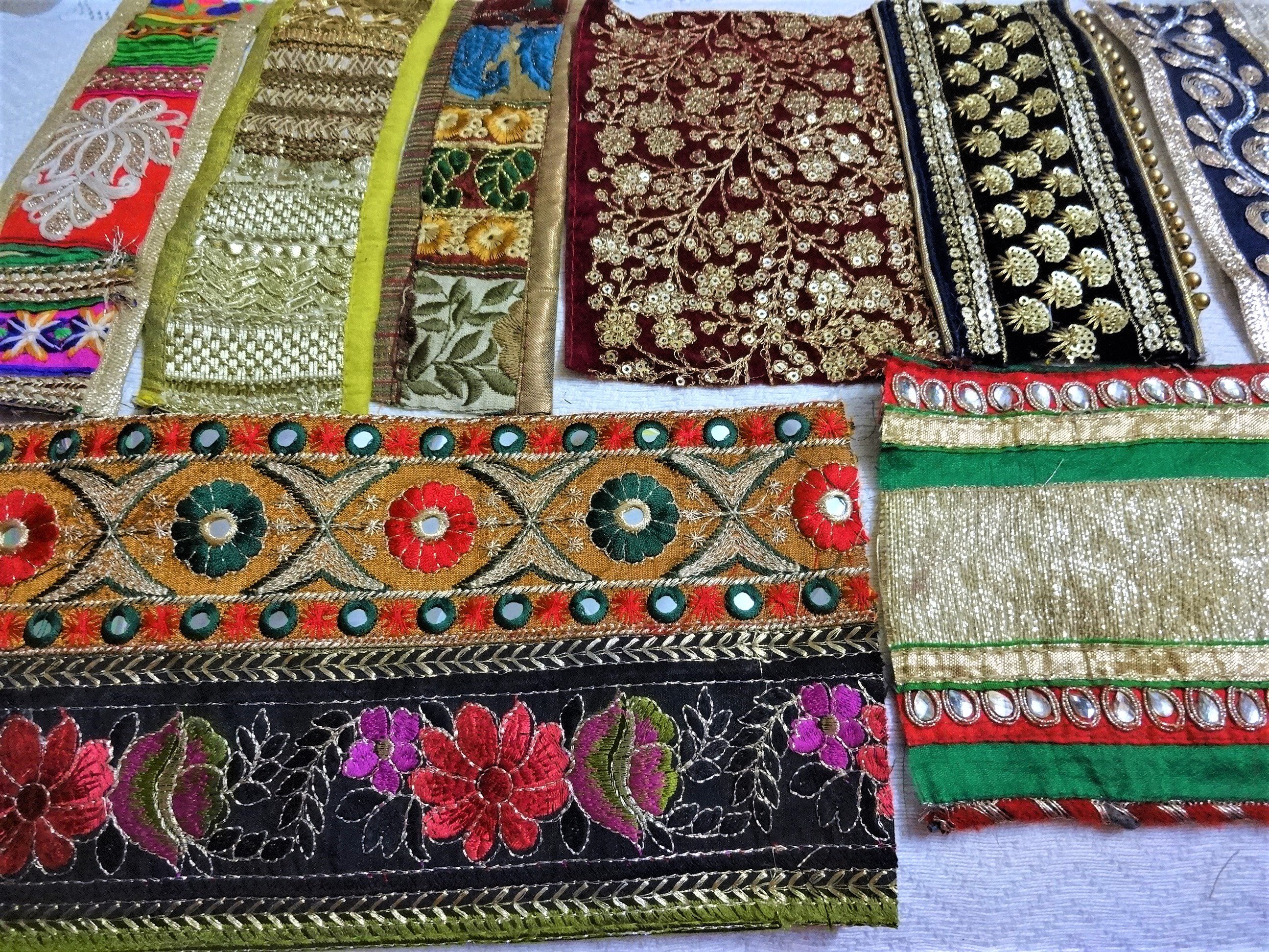 Indian Embroidered Trims Fabrics Remnants Scrap Material Boho Etsy UK