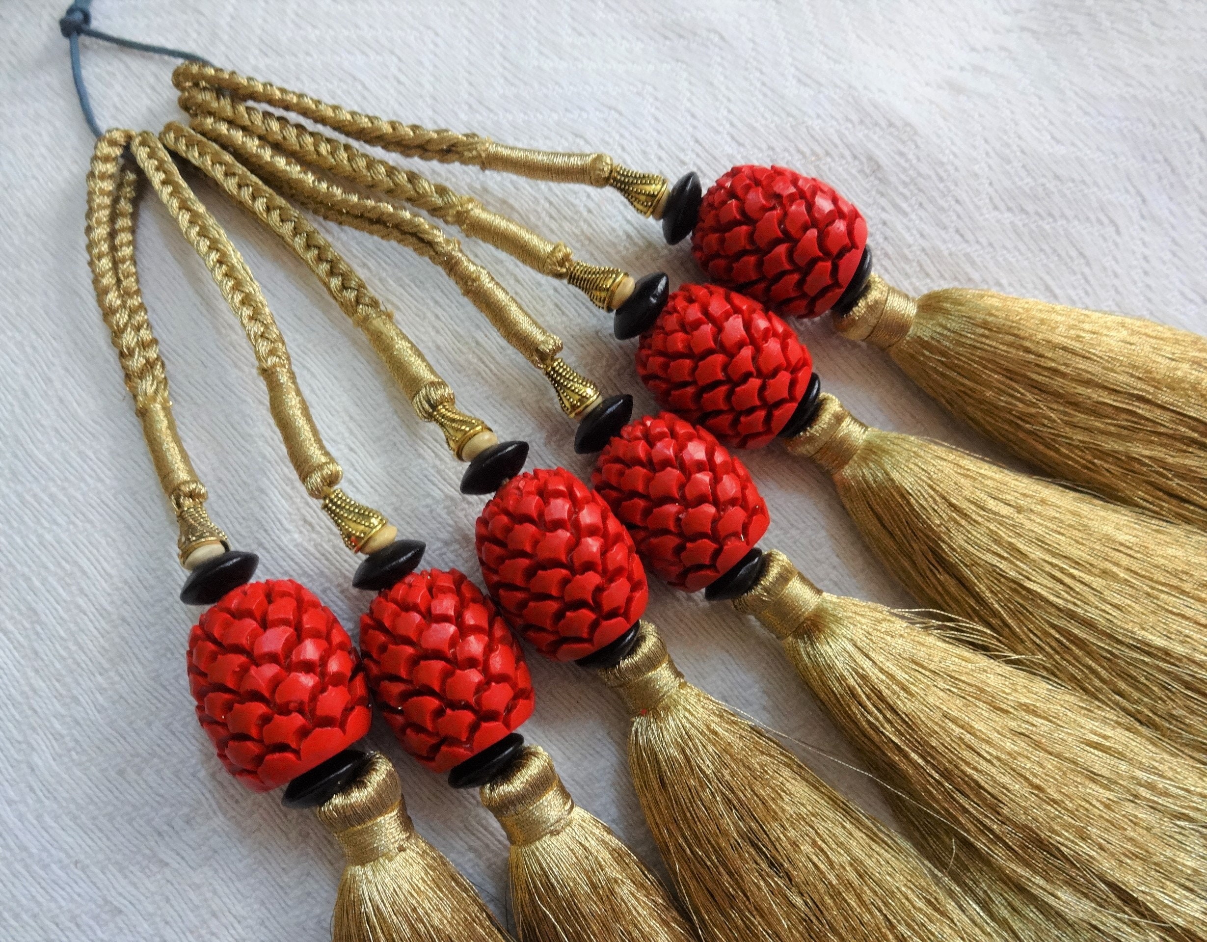 Long Beaded Tassel Pine Apple Charm Tassel Bridal Tassel Etsy