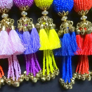 Bell Tassel, Silk Tassel, Chain Tassel, Purse & Handbag Decoration, Tassel with Silk Tassels, Decorative Tassel - 2 Pcs Royal Blue