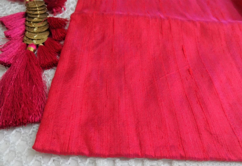 Two Tone Bag of Larger Scraps 3 pcs Raw Silk fabric Detash Fabric -Indian Pure Dupioni Silk Fabric Plain Silk
