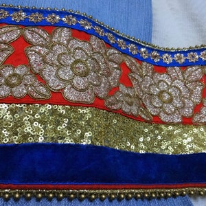 Indian gestickte Spitzen, Breite, Zierband, Pailletten Trim, Saree Grenze, gesticktes Band, Indian Nähen Versorgung - 1 meter