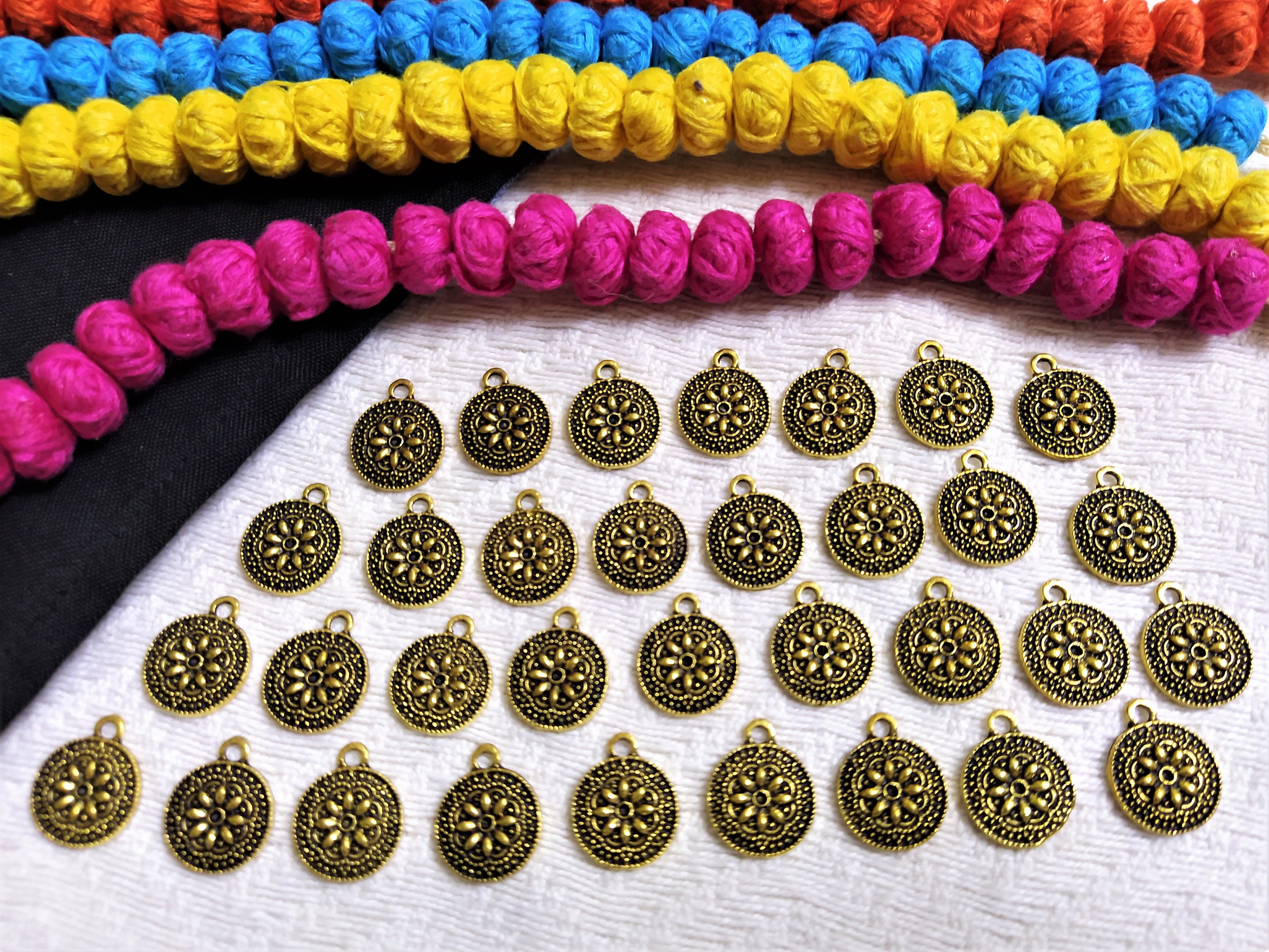 Antique Gold Metal Charms Necklace Beads Jewelry Supplies Etsy