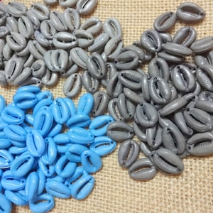 200 pcs Cowry Shells, Acrylic Cowrie Beads, Indian Beads - Craft Supplies - Dark Grey