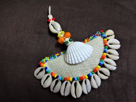 Cowrie Shell Tassel, Purse & Handbag Decoration, Jute Fabric Tassel, Camel Swag, BOHO Decoration, Keychain  - 1 pc