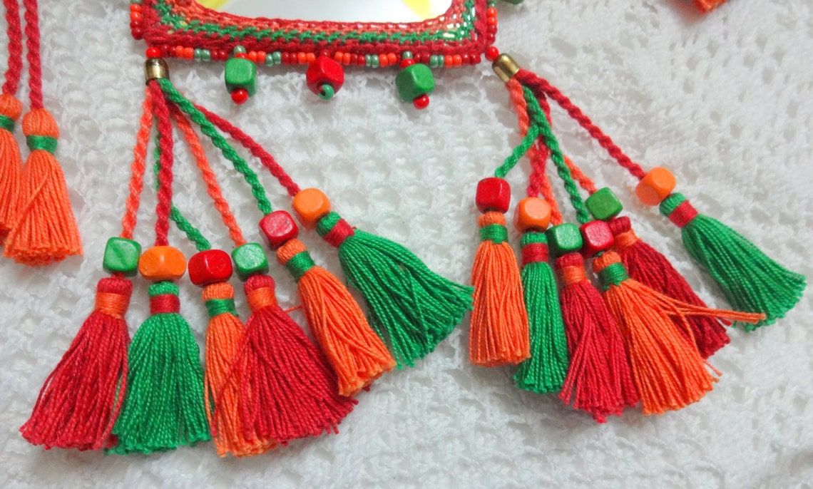 Large Mirror Indian Tassel Purse & Handbag Decoration Mirror Etsy