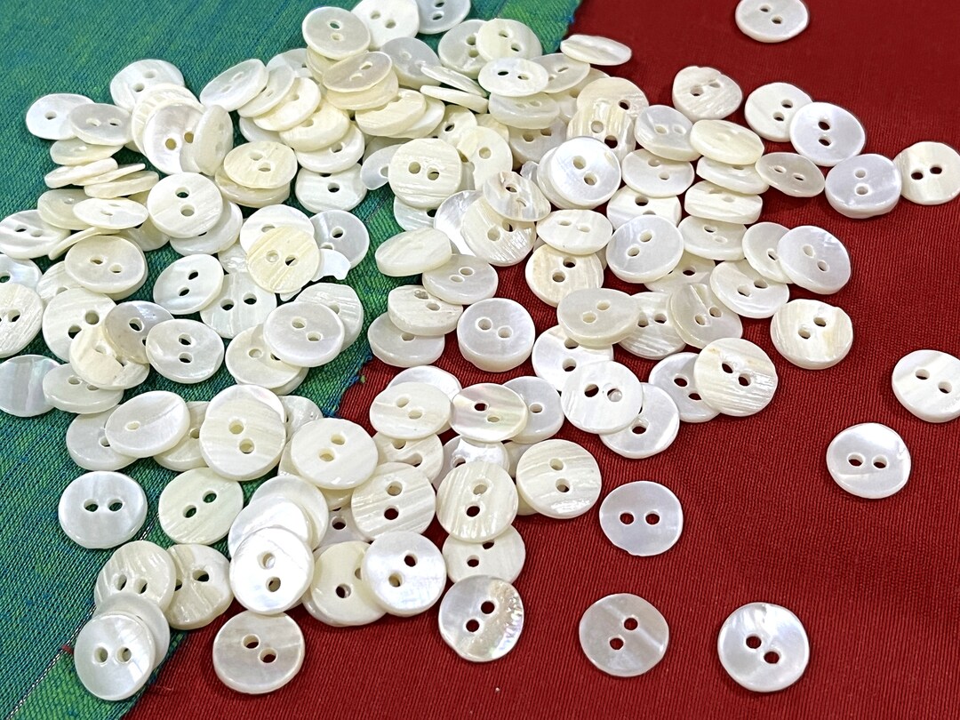 10 Mm Mother of Pearl Shell Buttons, Ivory Cream off White, Round Shape ...