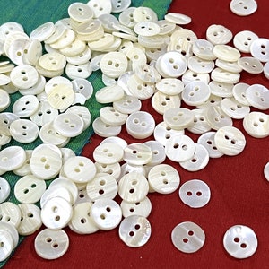 10 mm Mother of Pearl Shell Buttons, Ivory Cream Off White, Round Shape Sewing Craft DIY Scrapbook Decorative Wedding Embellishment 150 pcs