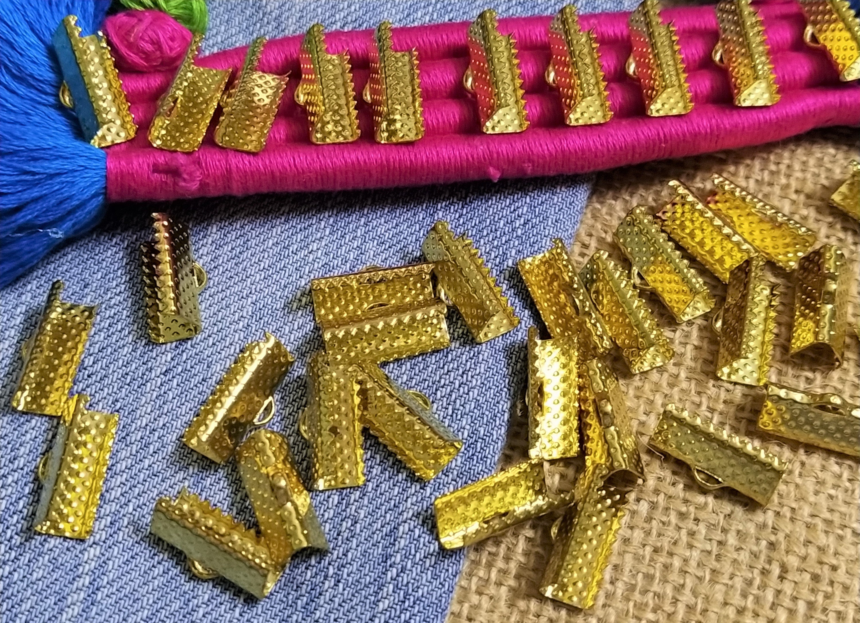 16 MM Gold Plated Metal Ribbon Crimp Cord End Clasp Ribbon Etsy