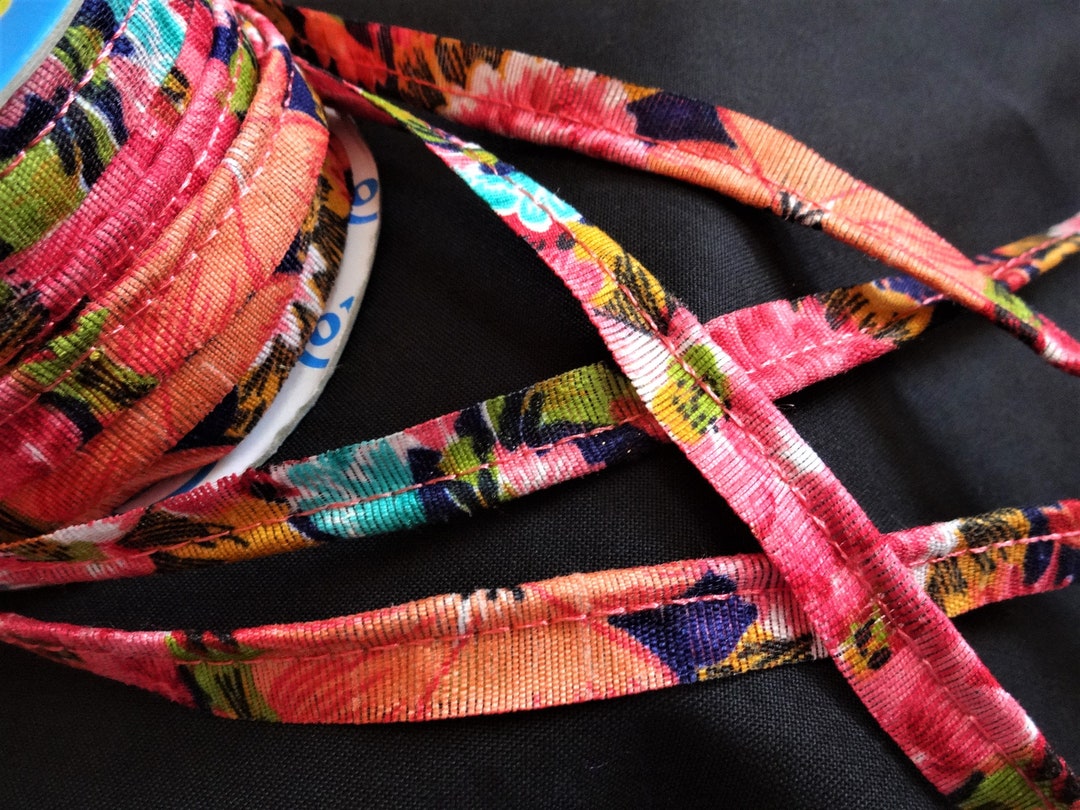 India Lace, Sewing Piping Cord, Pink Printed Fabric Piping Cord, Indian