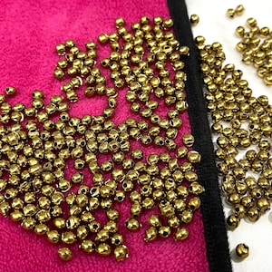 4MM Metal Beads, Indian Round Beads for Handicrafts, Jewelry Supplies, Macrame Beads, Loose - 450 Beads