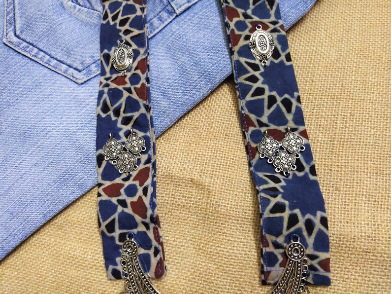 Indian Jewelry Ethnic Necklace Indian Ajrakh Cotton Fabric Etsy