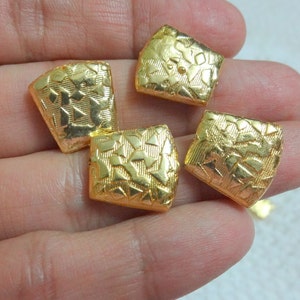Textured Gold Plated Copper Trapezoid Shaped Metal beads,Spacer Beads, Indian Jewelry Supplies  - 12 count