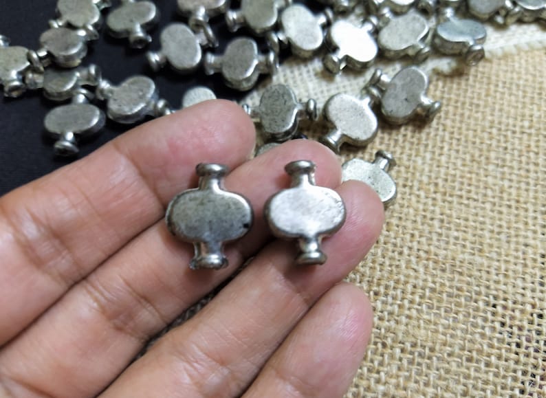 Indian Spacer Beads Antique Silver Metal Tube Beads Ethnic Tribal Jewelry Supplies 30 pcs Boho DIY